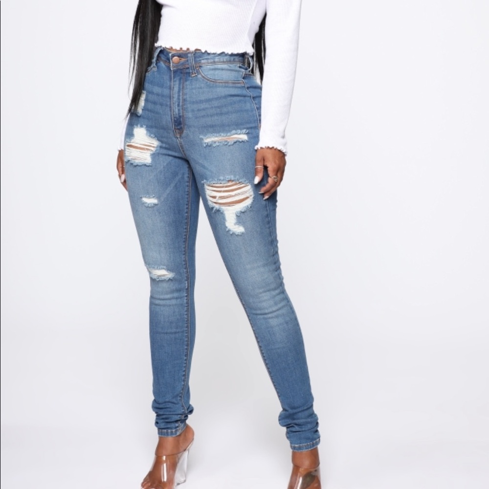 Fashion Nova distressed jeans